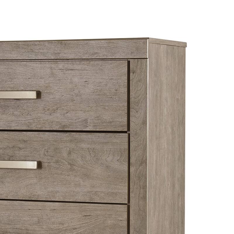 Kulv Tall Dresser Chest, 5 Storage Drawers, Modern Taupe Gray Laminate