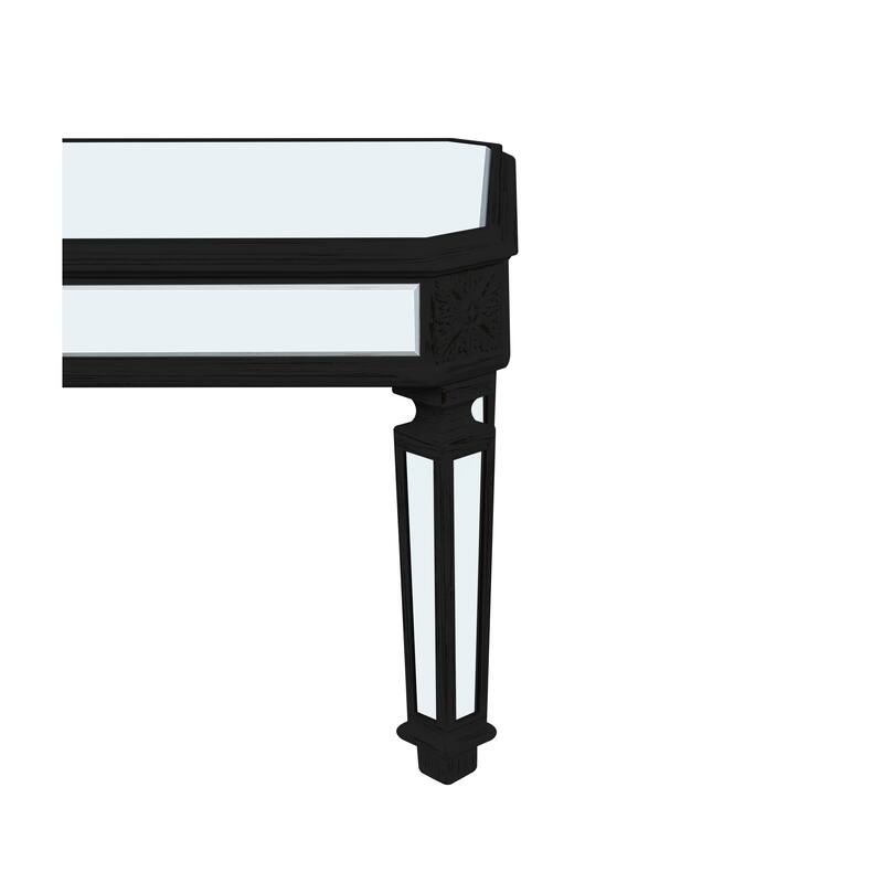 GDF Studio - Lorent Modern Mirrored Coffee Table with Carved Wood Accents