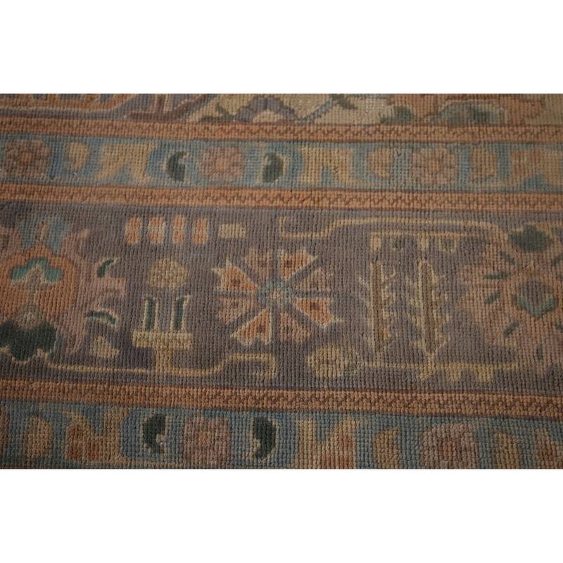 Geometric Tabriz Persian Vintage Rug Hand-Knotted Wool Carpet - 9'6"x 13'2"