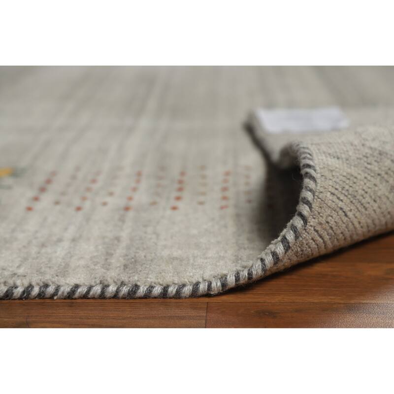 Hand Knotted Oriental 100% Wool Carpet Tribal Animal Pictorial Greys & Charcoal Gabbeh Area Rug - 7' 10'' X 5' 1''