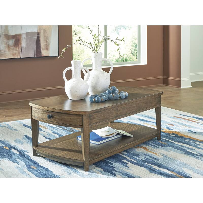 Signature Design by Ashley Burkbyer Brown Coffee Table - 50" W x 26" D x 18.5" H