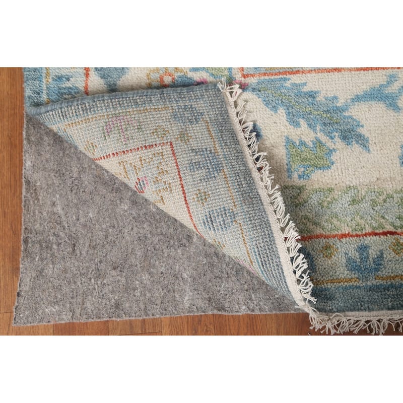 Blue Floral Oushak Oriental Area Rug Handmade Wool Carpet - 8'8"x 12'0"