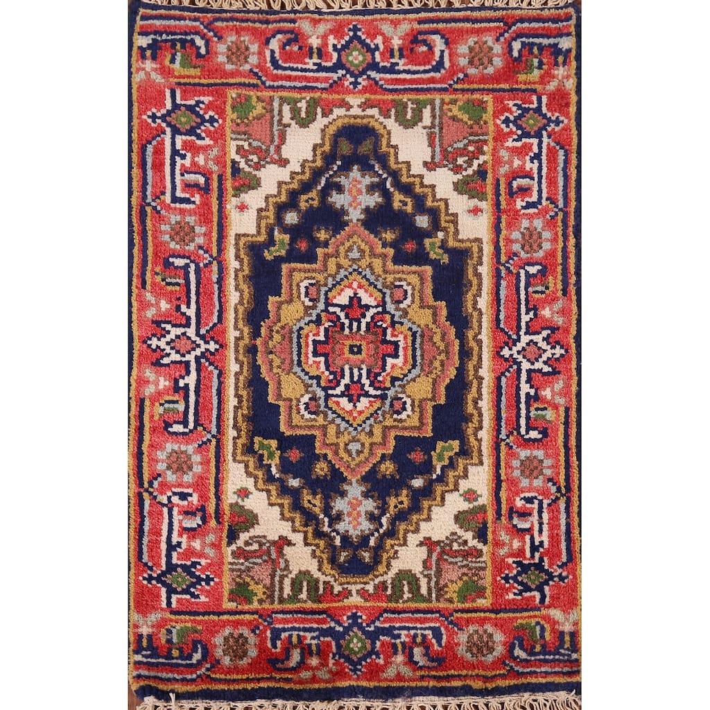 Navy Blue Heriz Serapi Accent Rug Handmade Traditional Wool Carpet - 2'0" x 3'0"