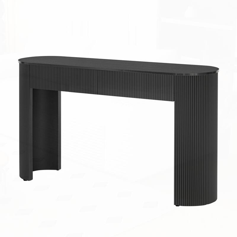 Oval Top Console Table with Storage