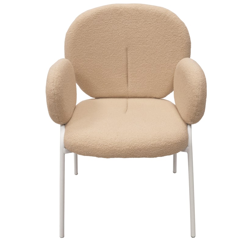 Celestial Boucle Dining Chairs in White Iron Legs by LeisureMod