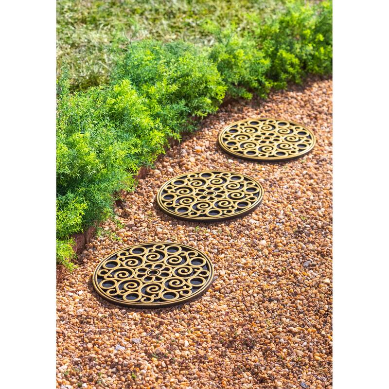 Recycled Rubber Stepping Stones, Set of 3 - Golden Medallion