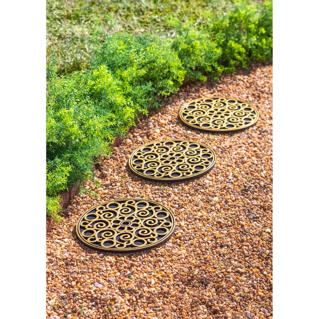 Recycled Rubber Stepping Stones, Set of 3 - Golden Medallion