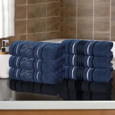 Superior Sadie Zero Twist Cotton Solid and Floral Hand Towel Set of 6