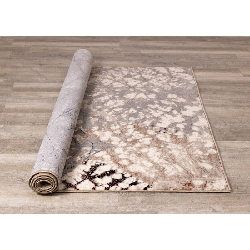 Annie Collection - Cream/Taupe Leaf Rug