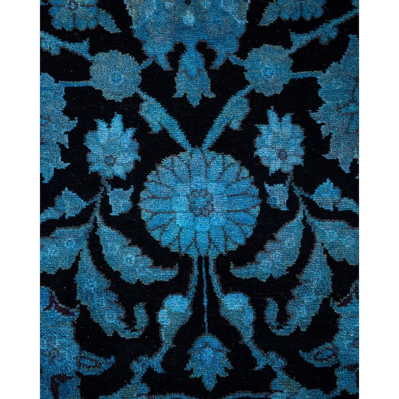Overton Hand Knotted Wool Vintage Inspired Modern Contemporary Overdyed Blue Area Rug - 3' 1" x 5' 5"