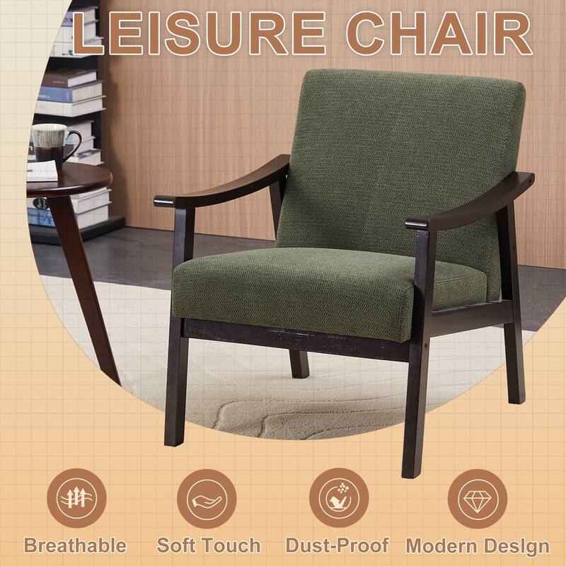 Medieval-inspired Modern Armchair with High back Upholstered Chair, Solid wood legs, Leisure reading chair