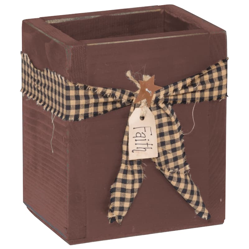Amish Made Pine Primitive Utensil Holder - Burgundy