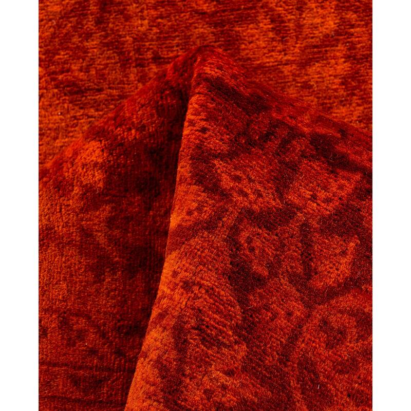 Overdyed One-of-a-Kind Hand-Knotted Area Rug - Orange - 2' 5" x 17' 10"
