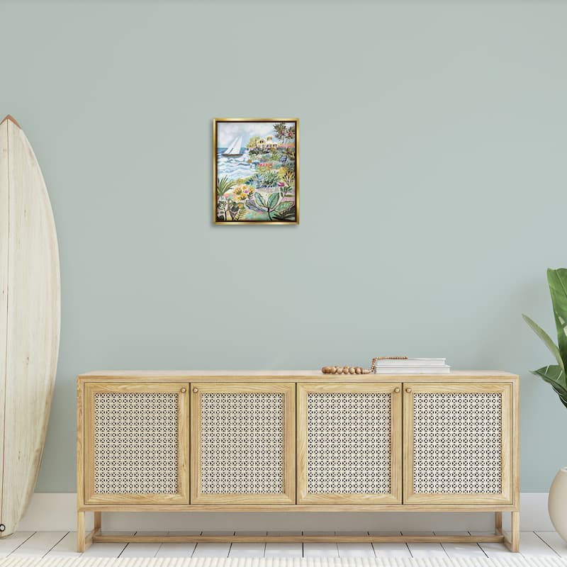 Stupell Abstract Nautical Scene Framed Floater Canvas Wall Art Design by Karen Fields