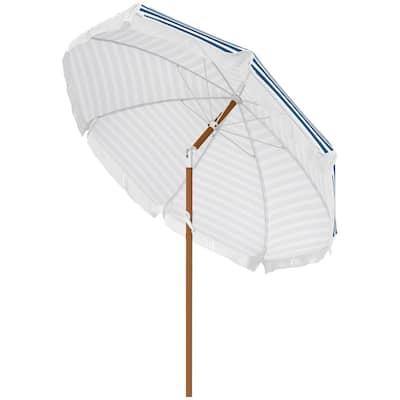 7ft Outdoor Wind-Resistant Umbrella with Adjustable Tilt and Glass Fiber Ribs Button Open