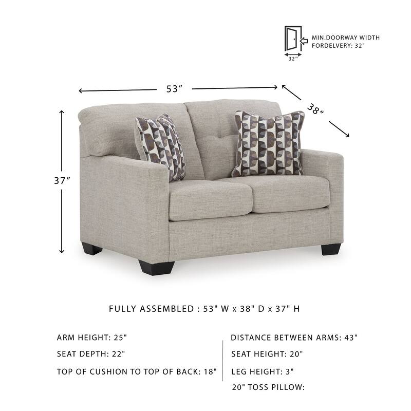 Signature Design by Ashley Mahoney Loveseat - 53"W x 38"D x 37"H