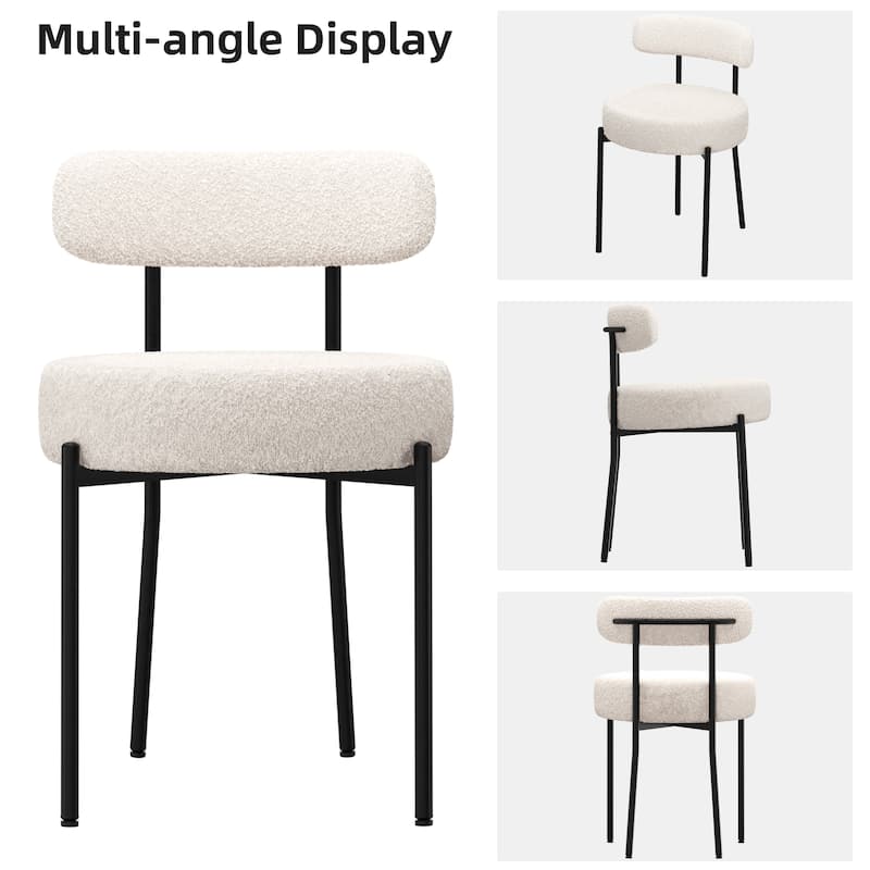 XINMICS Upholstered Boucle Dining Chairs with Black Metal Legs