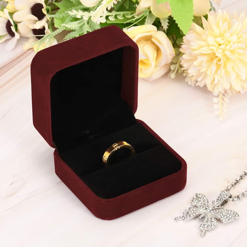 Velvet Ring Box 2pcs Double Slot Wedding Ring Jewelry Holder Style 1