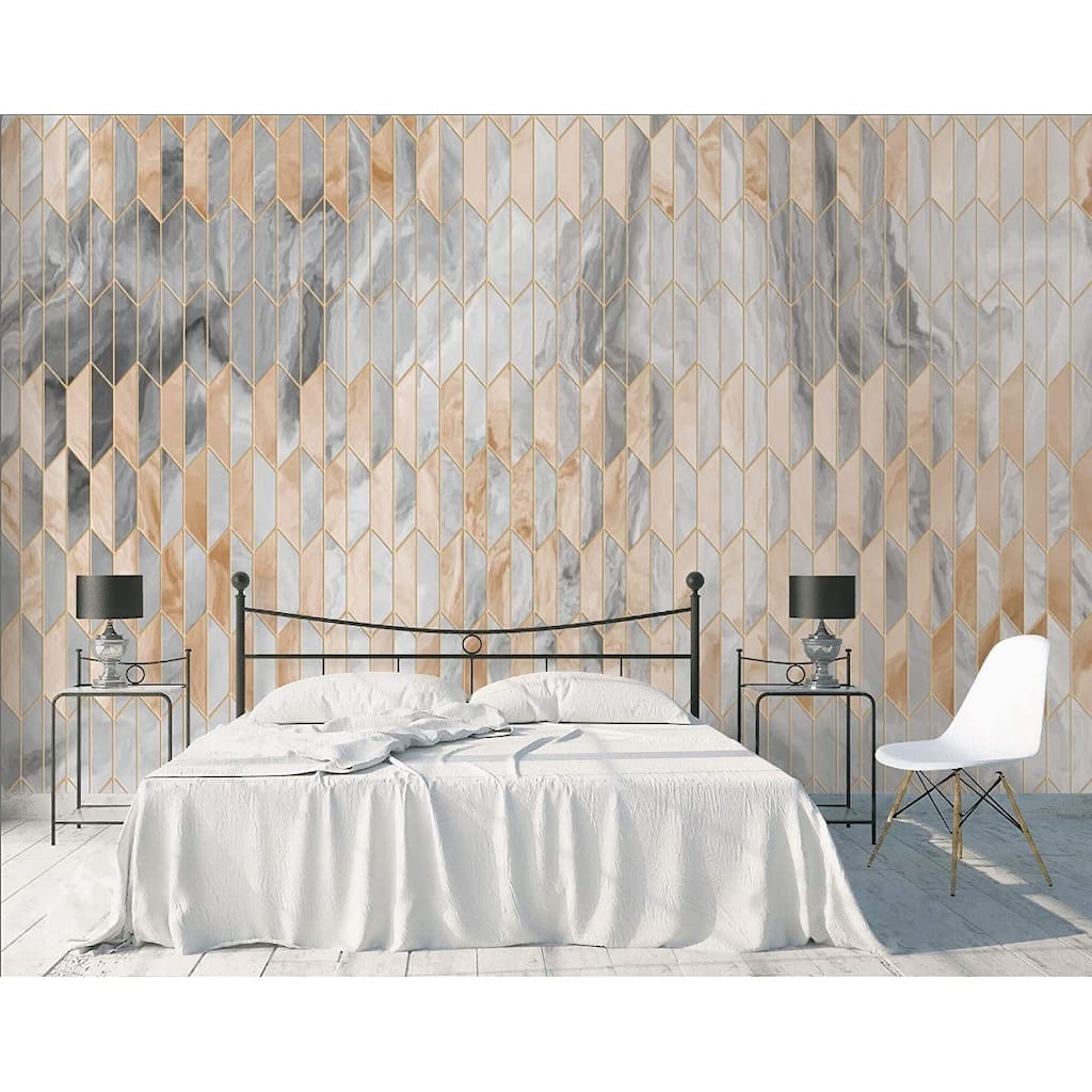 GK Wall Design Gold Geometric Pattern Black Marble Modern Removable Wallpaper