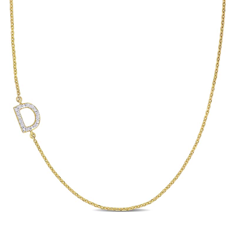 Miadora Diamond Accent A to Z Initial Station Necklace in 14k Yellow Gold - D