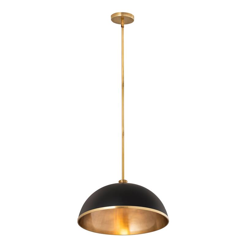Landry 1 Light Pendant - Matte Black + Rubbed Brass