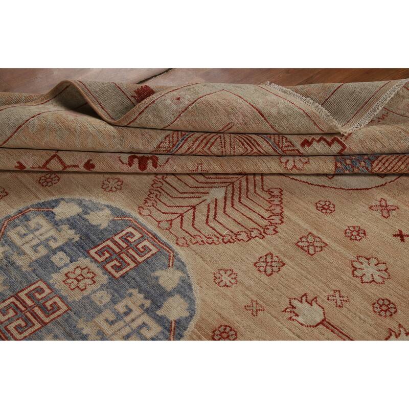 Hand Knotted Oriental 100% Wool Carpet Transitional Floral Brown Oushak Area Rug - 11' 11'' X 8' 11''