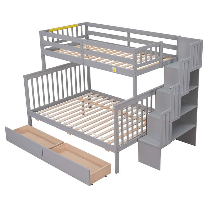 Bunk Bed with 2 Drawers and Staircases