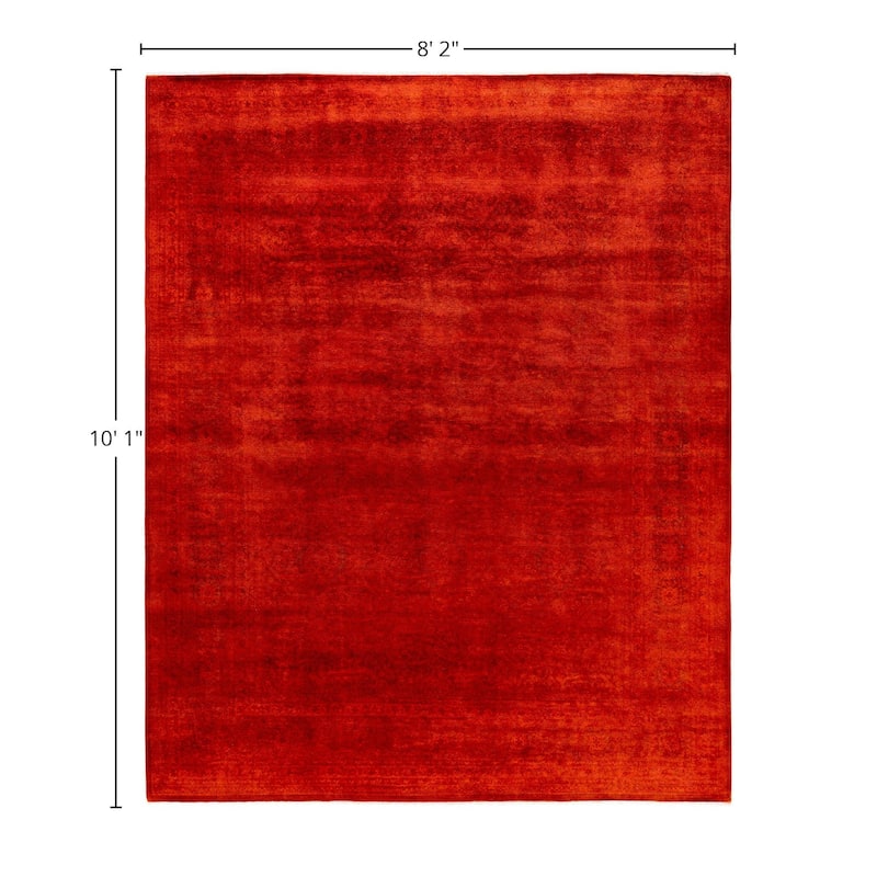 Overdyed One-of-a-Kind Hand-Knotted Area Rug - Orange - 8' 2" x 10' 1"
