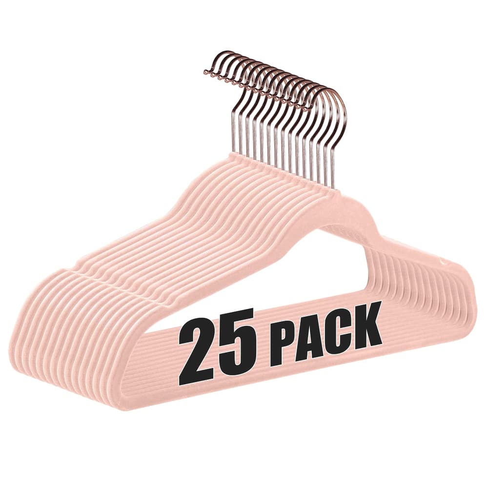 VECELO Mackaylee Velvet Hangers, Non Slip Standard Clothes Hanger Set, Heavy Duty Ivory Hangers(30/50/60/100 Pack)