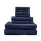 preview thumbnail 42 of 130, Madison Park Signature 800GSM Ultra-Soft 100% Cotton Absorbent Towel Set 8-Piece - Dark Navy