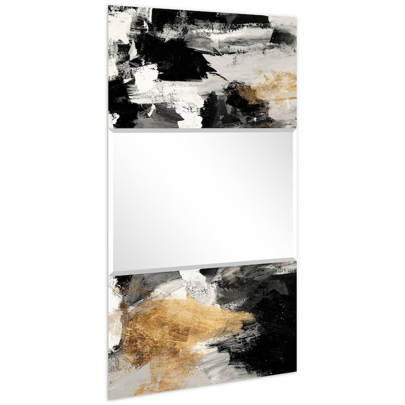 "Grey Skies" Rectangular Beveled Mirror on Free Floating Printed Tempered Art Glass - Clear - 32 x 64