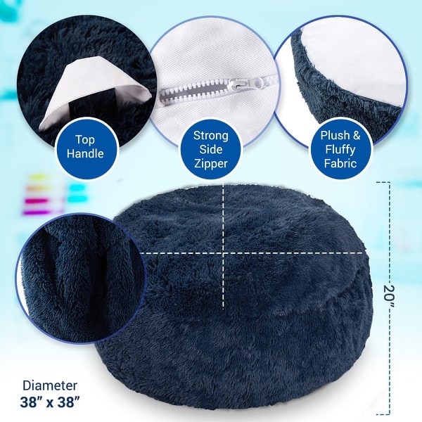 dimension image slide 3 of 5, Cheer Collection Shaggy Bean Bag and Stuffed Animal Storage Case