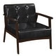 preview thumbnail 2 of 16, Costway Accent Chair with Armrest & Rubber Wood Frame Button Tufted - See Details Black