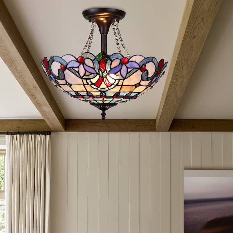 Victorian Design 2-light Dark Bronze Semi-Flush Mount Fixture