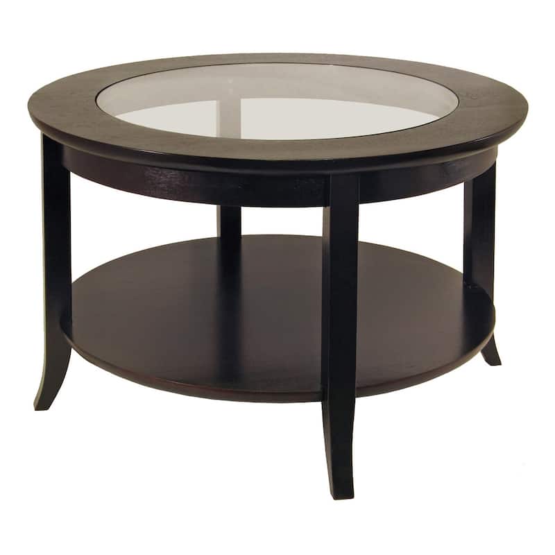 Genoa Round Glass Top Coffee Table - 30" - Dark Espresso