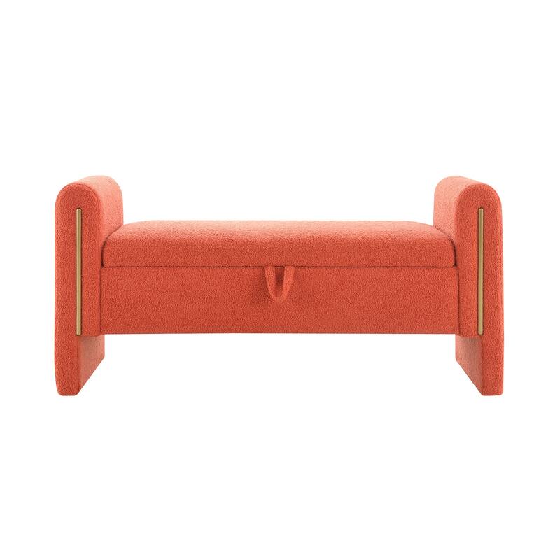 Teddy Upholstered Bed End Bench with Arms and Storage for Bedroom