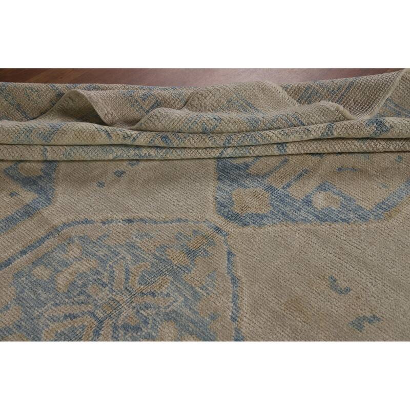 Hand Knotted Oriental 100% Wool Carpet Transitional All-Over Beige & Ivories Oushak Area Rug - 10' 6'' X 8' 2''