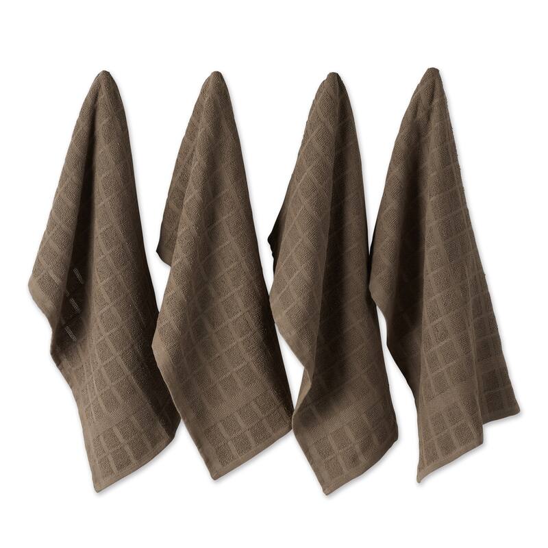 DII Solid Honey Gold Windowpane Terry Dishtowel 4 Piece