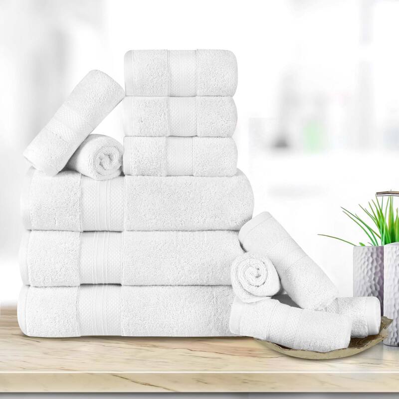 Turkish Cotton 12 Piece Solid Plush Heavyweight Towel Set by Superior