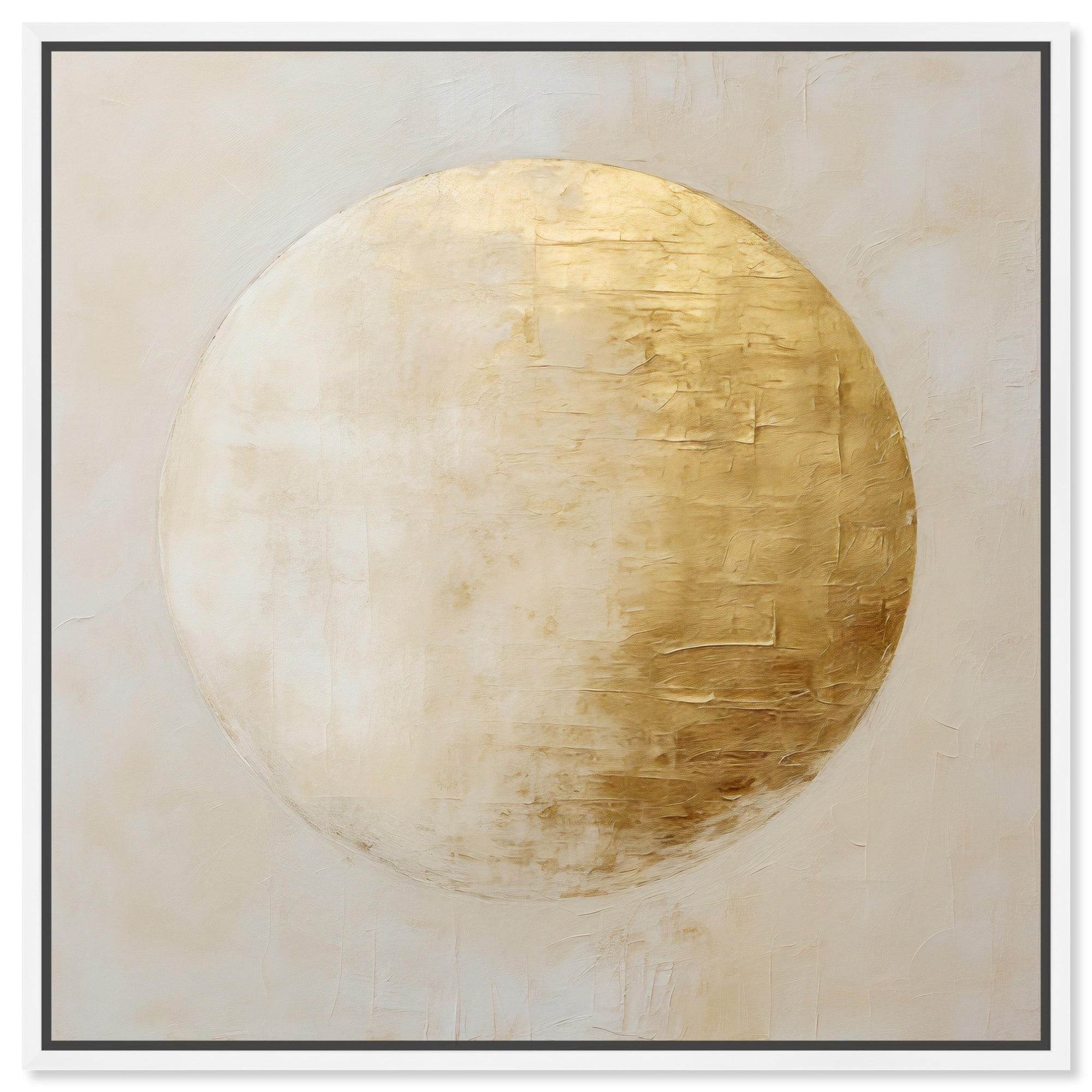 Like An Embossed Moon Canvas Elegant White Gold Wall Art by Art Remedy