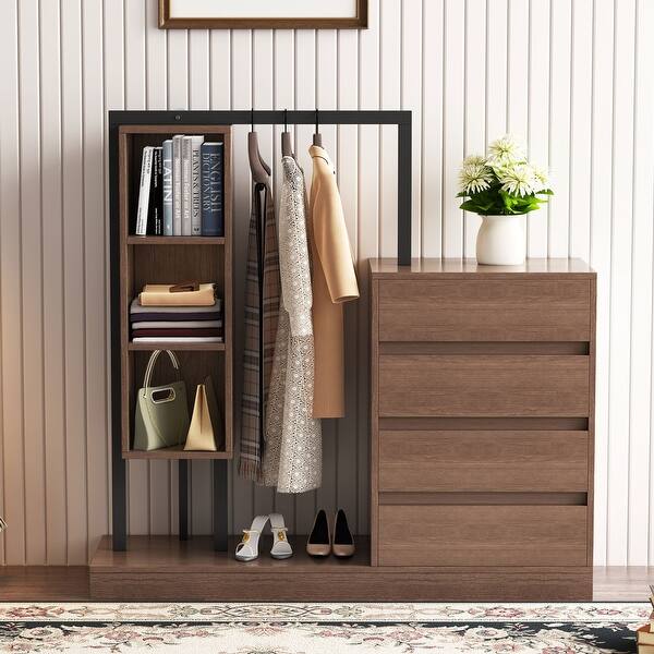 open dresser design 4 Drawers Wardrobe Espresso Armoires Clothing Rack w/ Open Shelves - Bed Bath & Beyond all in a robust Color:Atomic Red Drawers Pre-LitFlockedCedarCypressChristmasTreew/TwinklingLights6ftArtificialHolidayDecorWhite&MulticoloredLEDs Denim & Co. Beach