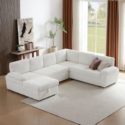 Modern Modular Storage Sectional Sofa with Storage Ottoman and Sleeper Conversion for Office or Living Room, Free Combination