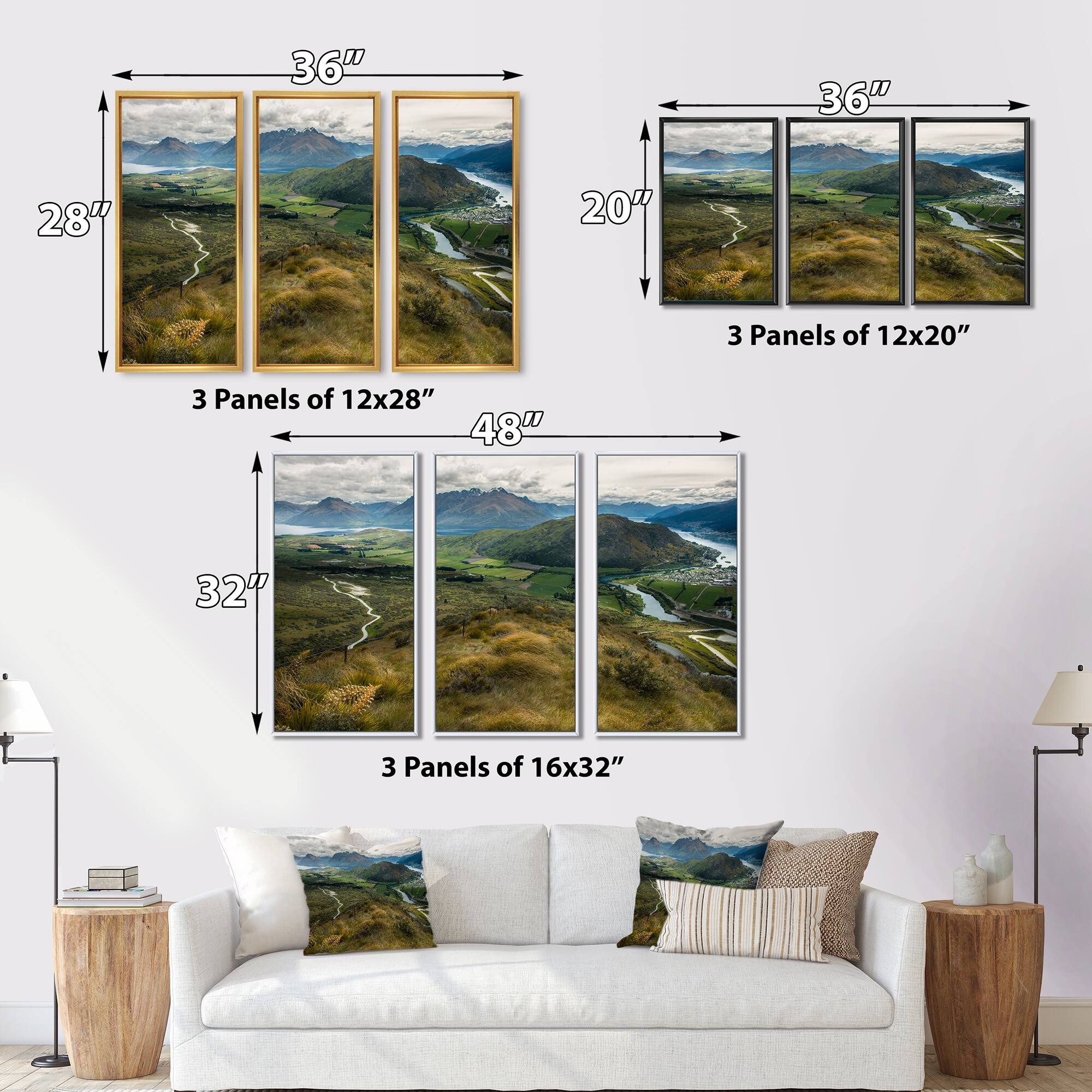 Designart "Fields and Hills in New Zealand" Landscape Framed Art Prints