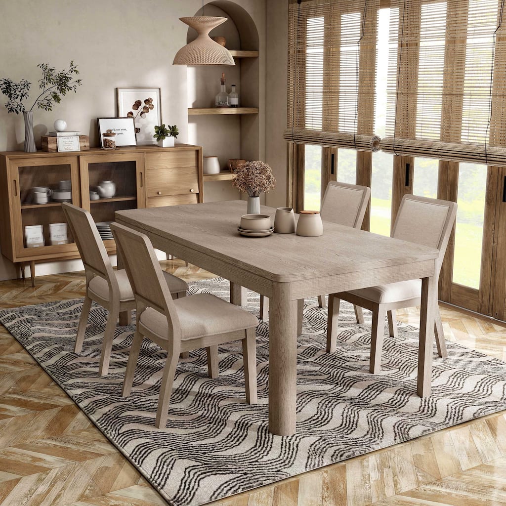 Furniture of America Billet Modern 5-Piece Natural Oak Wood Dining Table Set