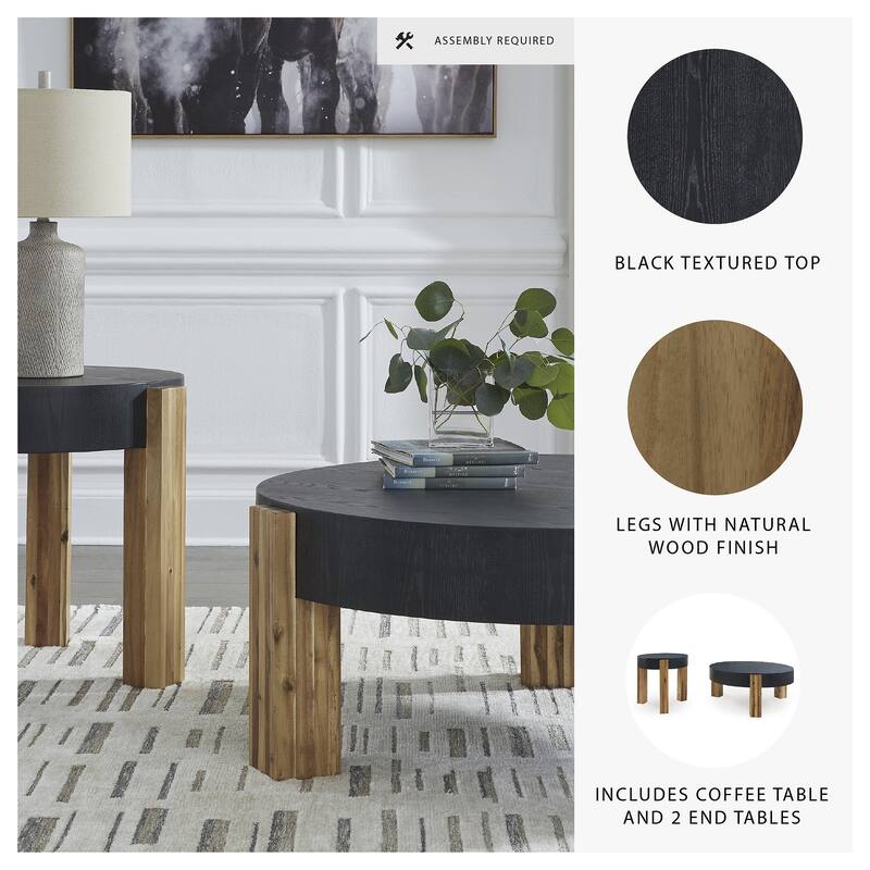 Signature Design by Ashley Breenmore Black/Brown Table (Set of 2) - 43.5" W x 43.5" D x 18" H