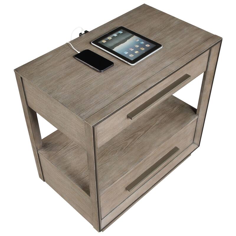 Prescott Taupe Oak 2-drawers Nightstand