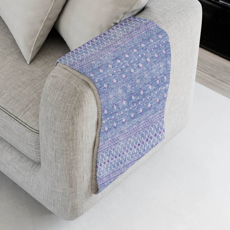 Premium Machine Washable Boho Moroccan Sherpa Throw Blanket - Sky - 4'2" x 5'10"