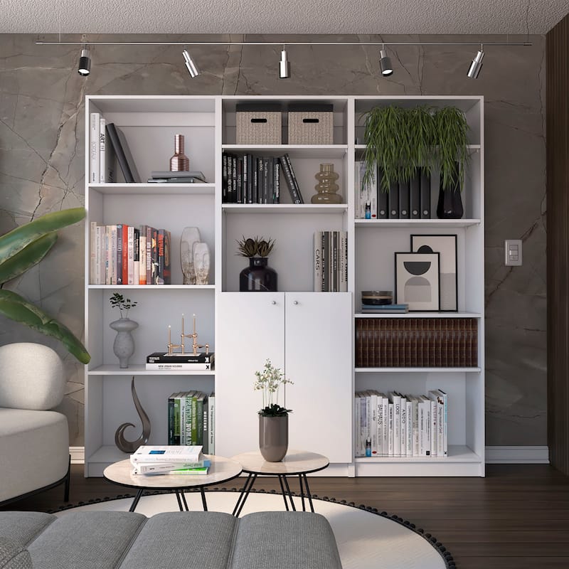 Kenyon 74" Wide 5-Shelf and Cabinet Bookcase Set of 3