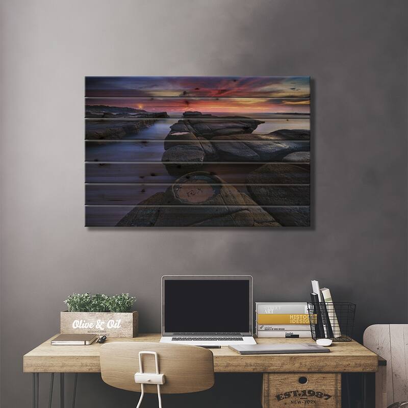 Lighthouse Print On Wood by Yan Zhang - Multi-Color