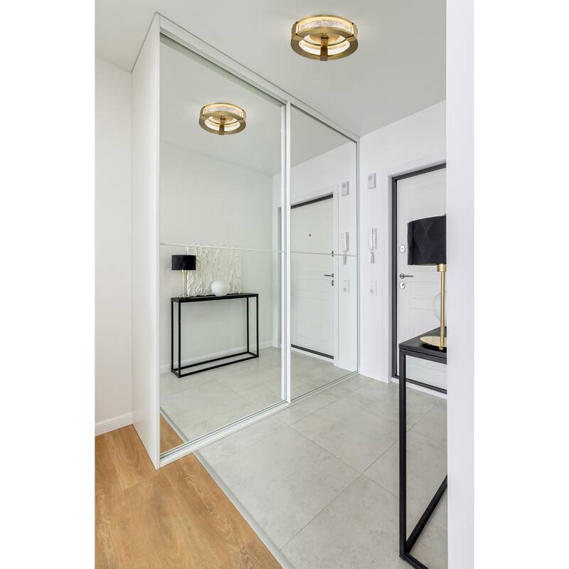 Darrow - 13 Inch LED Flush Mount - Vintage Brass - Acrylic Panels - Vintage Brass